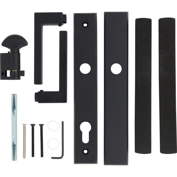 56005504 Rockwell 56 series Contemporary Privacy Multipoint Door Handle Set With 7.874″ CTC Screwholes in Antique Black Finish - Image 2