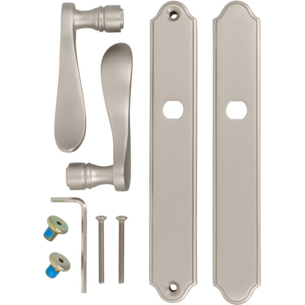 61096603 Rockwell Windsor Swing Door Dummy Handle Set For Multipoint Locks With 7.874″ CTC Screw Holes in Brushed Nickel - Image 2