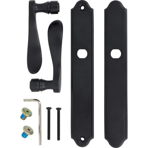 61096604 Rockwell Windsor Swing Door Dummy Handle Set For Multipoint Locks With 7.874″ CTC Screw Holes in Antique Black - Image 2