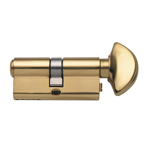 Rockwell 90 Degree Solid Brass Euro Profile Cylinder Lock in Polished Brass f...