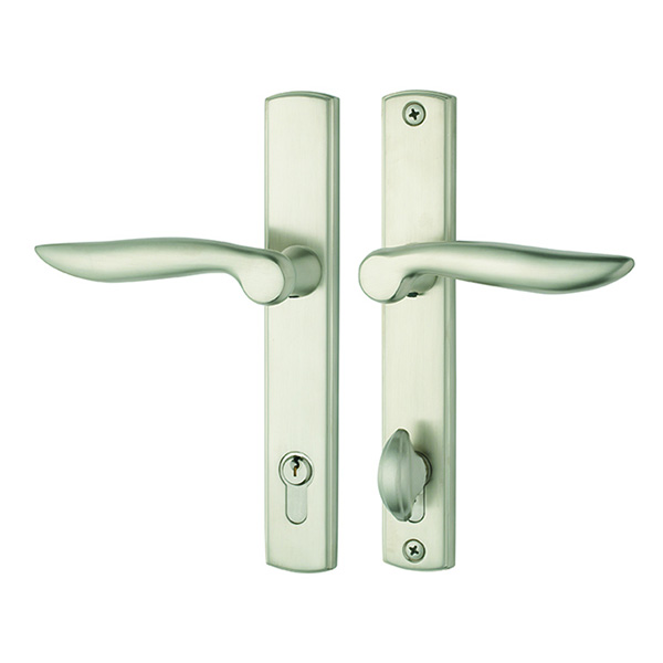 Swing Door Handleset in Brushed Nickel Finish for Doors with Multipoint Locks