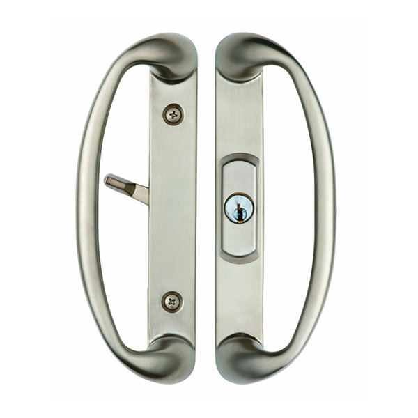 Rockwell Keylocking Sliding Glass Door Handle with Center Keylock in Brushed ...
