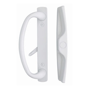 "Euro-Charlotte"" Sliding Glass Door Handle in White Finish fits 3-15/16"" Scre..."