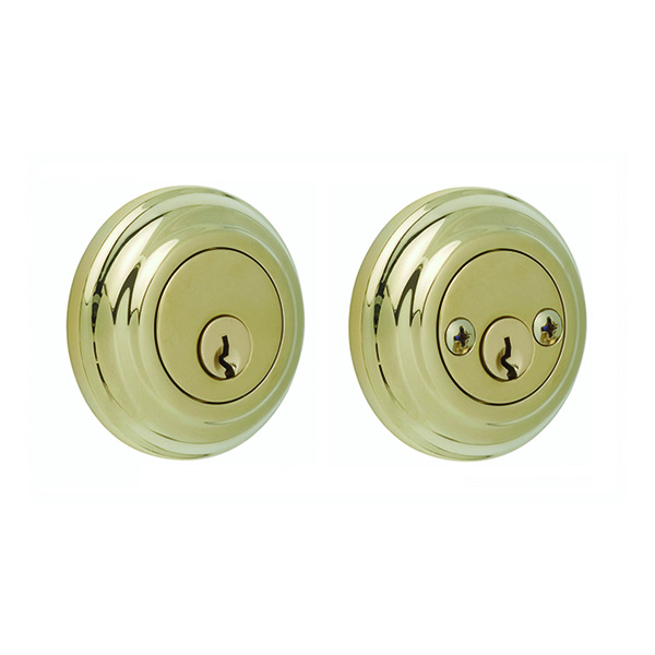 Premium Rockwell Solid Brass Low Profile Double Cylinder Deadbolt In Luxurious Lifetime Brass Finish