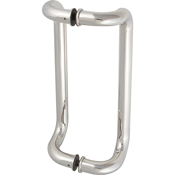 10 inch offset door pull in polished stainless steel finish