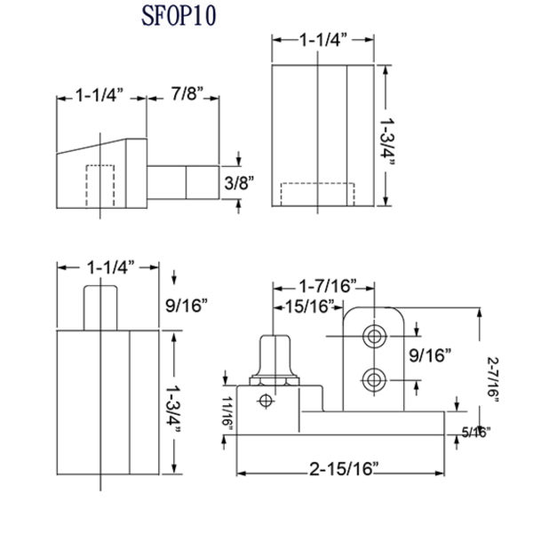 SFOP10LHAL Offset Pivot 10 series in Aluminum Finish - Left Hand - Image 2