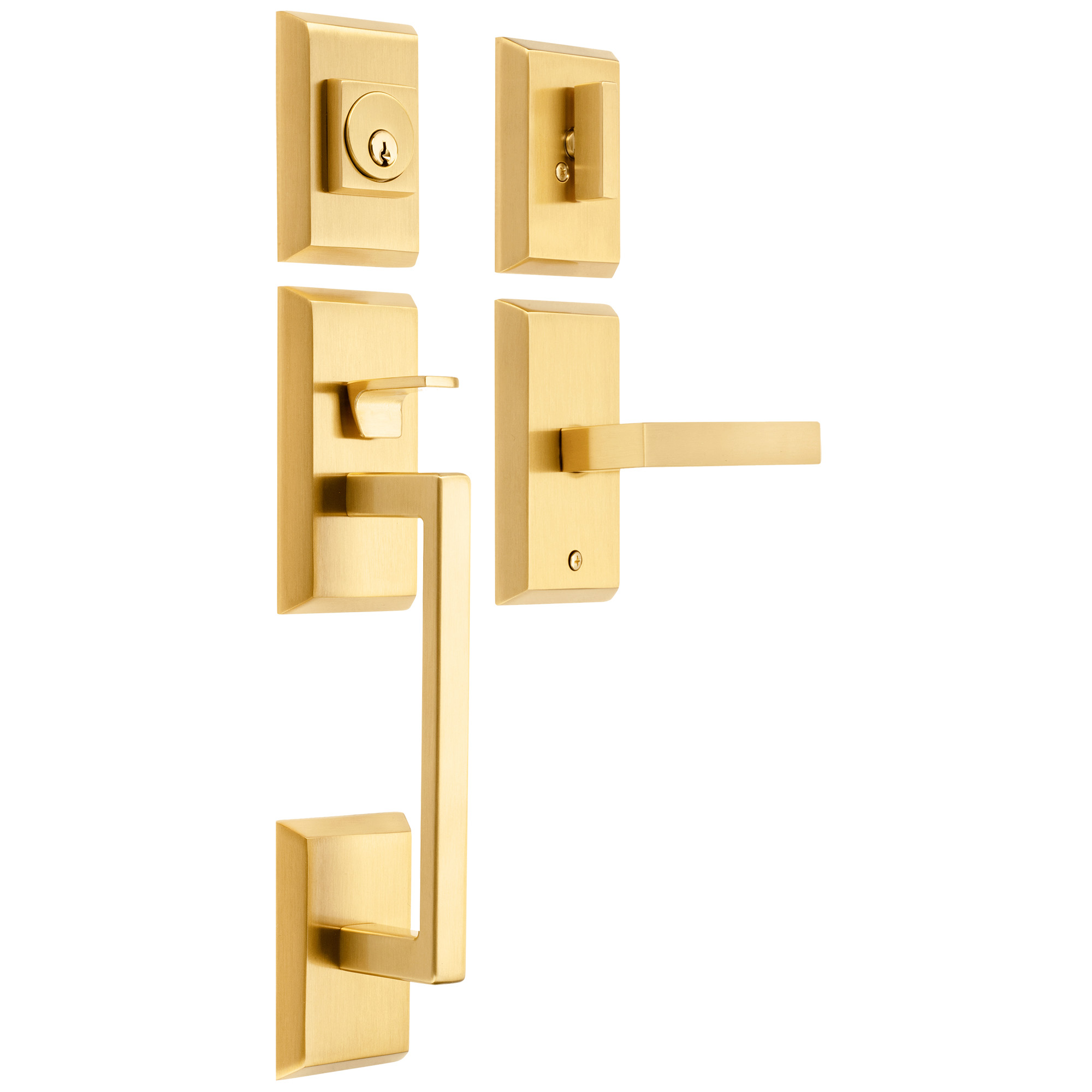 Rockwell Premium  Carmel Solid Brass Entry Door Handle Set with