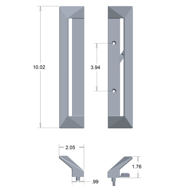 8890US15PVD Rockwell Ultima Sliding Door handle in PVD Brushed Nickel - Image 5
