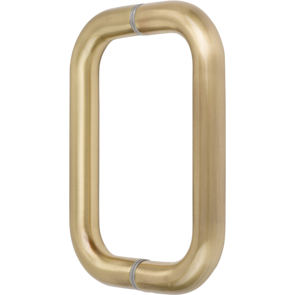 Rockwell 6" Back to Back Tubular Pull in Brushed Brass Finish for Heavy Glass Frameless Shower Doors SDH3/4X6-US4